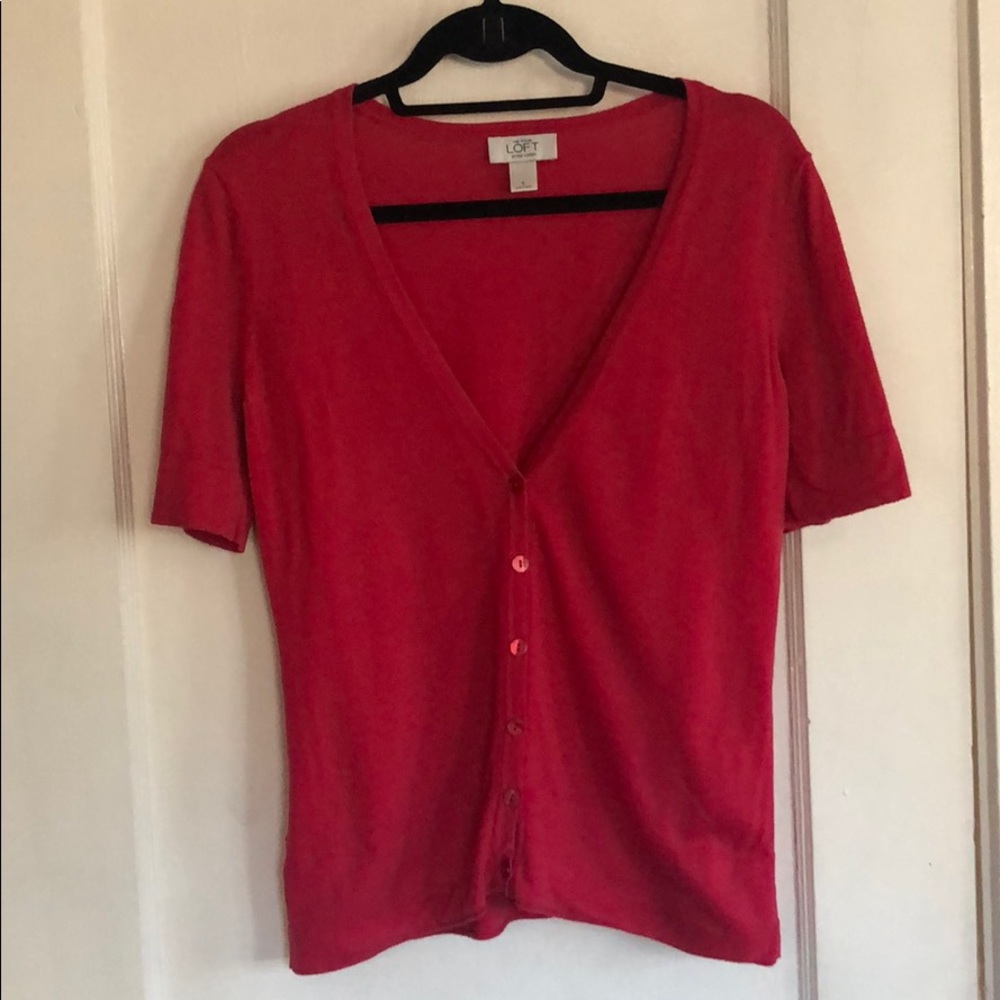 LOFT Pink shirt sleeve cardigan